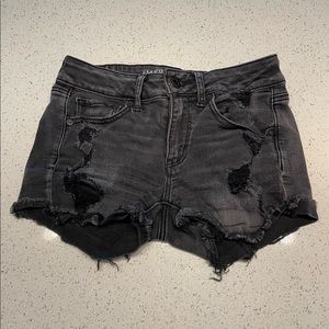American Eagle Outfitters distressed  black jean shorts.